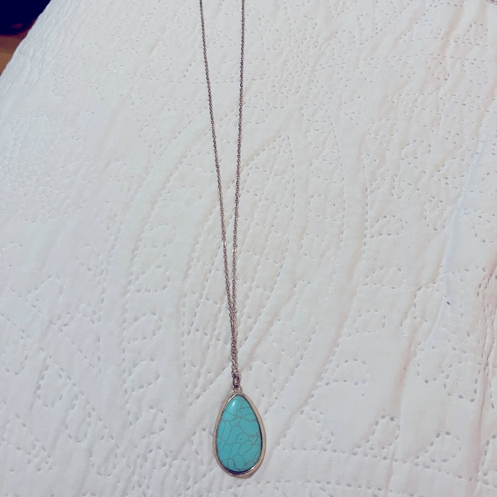 Teal gem necklace